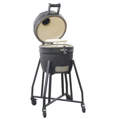 GRLLR Ember Classic 16 Inch | Charcoal Black Trolley - Schuin Open, GRLLR, BBQkopen